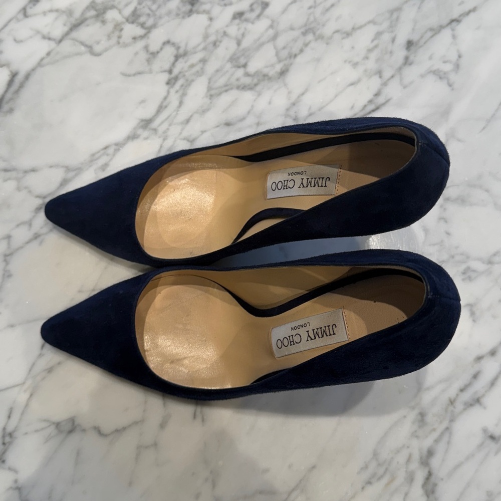 JIMMY CHOO Romy 100 Suede Pumps,
Navy Blue 38.5 - Picture 8 of 17
